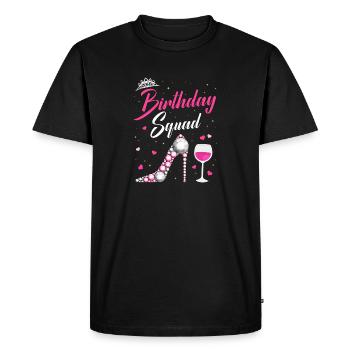 Sparkling Birthday Squad with Crown and Heels - Men's Premium Organic T-Shirt - black - Front - Nico (187cm)