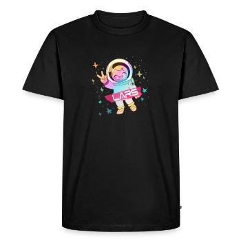 LARS - Beautiful boy name with cute astronaut - Men's Premium Organic T-Shirt - black - Front - Nico (187cm)