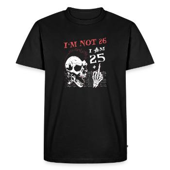 I Am 25 Plus Middle Finger - 26th Birthday - Men's Premium Organic T-Shirt - black - Front - Nico (187cm)