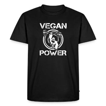 Singe Chimpanzé Vegan Power Gorilla - T-shirt Premium bio Homme - noir - Devant - Nico (187cm)