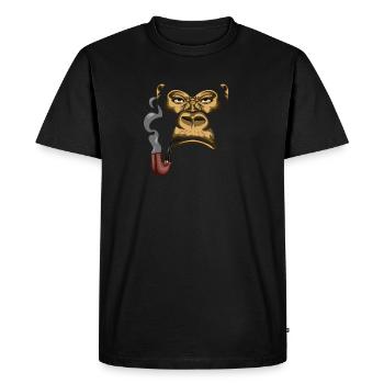 Singe Chimpanzé Gorille Fumeur Singe - T-shirt Premium bio Homme - noir - Devant - Nico (187cm)
