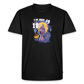 Avoir 19 ans : 18 + doigt zombie pour un fantasme - T-shirt Premium bio Homme - noir - Devant - Nico (187cm)