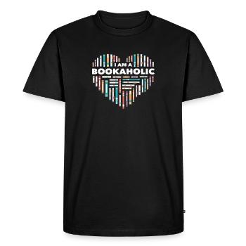 I A Bookaholic Librarian Reading - Men's Premium Organic T-Shirt - black - Front - Nico (187cm)