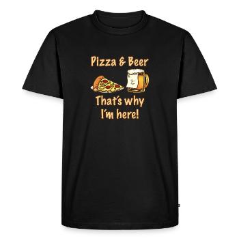 Pizza et bière, c’est pourquoi je suis ici Pizza - T-shirt Premium bio Homme - noir - Devant - Nico (187cm)