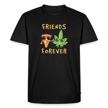 Pizzeria Italie Friends Forever Mozarella Pizza - T-shirt Premium bio Homme - noir - Devant - Nico (187cm)