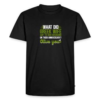 Anniversaire Olive You Mythologie grecque - T-shirt Premium bio Homme - noir - Devant - Nico (187cm)