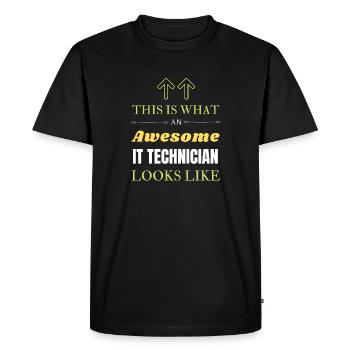 So sieht ein großartiger IT-Techniker aus - Männer Premium Bio T-Shirt - Schwarz - Vorne - Nico (187cm)