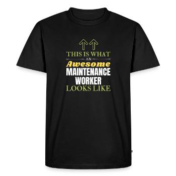 Voici à quoi ressemble un agent d’entretien génial L - T-shirt Premium bio Homme - noir - Devant - Nico (187cm)