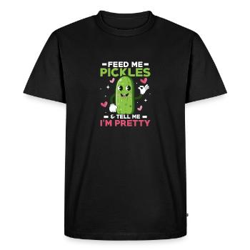 Feed Me Pickles & Tell Me I'm Pretty Pickle Vegan - Men's Premium Organic T-Shirt - black - Front - Nico (187cm)