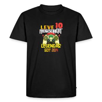 Niveau 10 Anniversaire Jeune Gamer Drôle 2014 10s - T-shirt Premium bio Homme - noir - Devant - Nico (187cm)