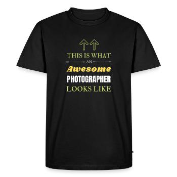 Voici à quoi ressemble un photographe génial - T-shirt Premium bio Homme - noir - Devant - Nico (187cm)