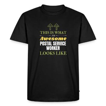 Voici à quoi ressemble un travailleur du service postal génial - T-shirt Premium bio Homme - noir - Devant - Nico (187cm)