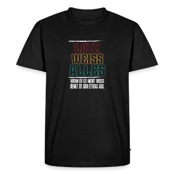 Lutz sait tout - Cadeau Lutz - T-shirt Premium bio Homme - noir - Devant - Nico (187cm)