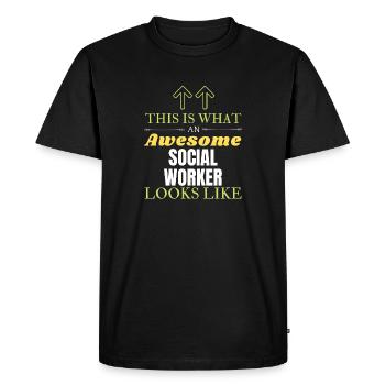 Voici à quoi ressemble un travailleur social génial - T-shirt Premium bio Homme - noir - Devant - Nico (187cm)