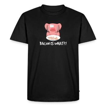 Le bacon est ce que griller du bacon de porc - T-shirt Premium bio Homme - noir - Devant - Nico (187cm)