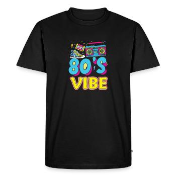 80s Vibe 1980s Fashion Theme Party Outfit Eighties - Men's Premium Organic T-Shirt - black - Front - Nico (187cm)