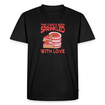 Le gâteau a été saupoudré d’amour en pâtisserie - T-shirt Premium bio Homme - noir - Devant - Nico (187cm)