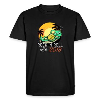 Tortue Rock N Roll Depuis 2019 Anniversaire - T-shirt Premium bio Homme - noir - Devant - Nico (187cm)