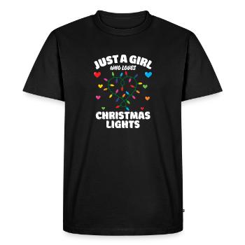 Juste une fille qui aime les lumières de Noël, Noël drôle - T-shirt Premium bio Homme - noir - Devant - Nico (187cm)