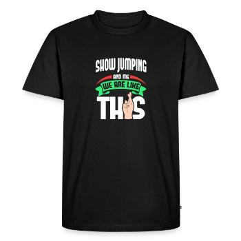 Saut d’obstacles moi, c’est comme - T-shirt Premium bio Homme - noir - Devant - Nico (187cm)