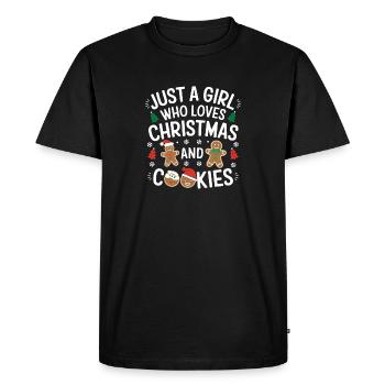Just A Girl Who Loves Christmas and Cookies, Xmas - Men's Premium Organic T-Shirt - black - Front - Nico (187cm)