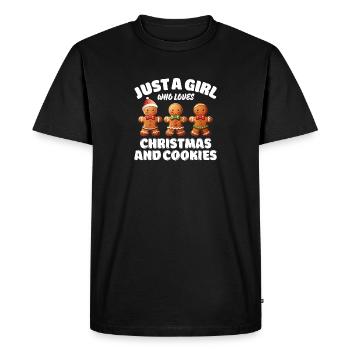 Just A Girl Who Loves Christmas and Cookies, Xmas - Men's Premium Organic T-Shirt - black - Front - Nico (187cm)