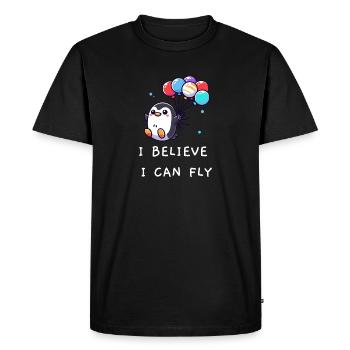 Penguin "I believe I can fly" - Men's Premium Organic T-Shirt - black - Front - Nico (187cm)