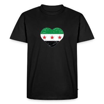 Fier Vintage Drapeau Syrien Gratuit Syrie Coeur Amour - T-shirt Premium bio Homme - noir - Devant - Nico (187cm)