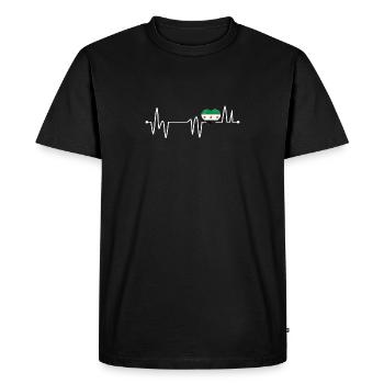Battement de cœur syrien J’aime la Syrie Drapeau Pays - T-shirt Premium bio Homme - noir - Devant - Nico (187cm)