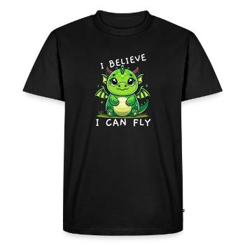 Dragon I believe I can fly - Men's Premium Organic T-Shirt - black - Front - Nico (187cm)