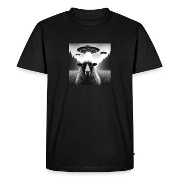 mouton bélier, agneau Selfie graphique drôle avec des OVNI Wei - T-shirt Premium bio Homme - noir - Devant - Nico (187cm)