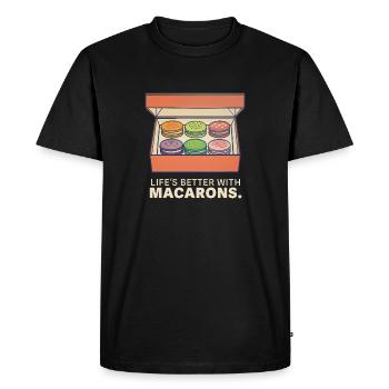 Life's Better with Macarons – Sweet Treat - Men's Premium Organic T-Shirt - black - Front - Nico (187cm)