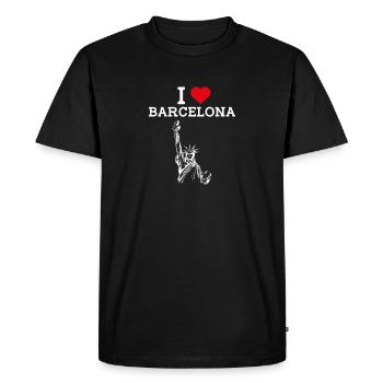 J’aime Barcelone Espagne Lover Statue De La Liberté - T-shirt Premium bio Homme - noir - Devant - Nico (187cm)