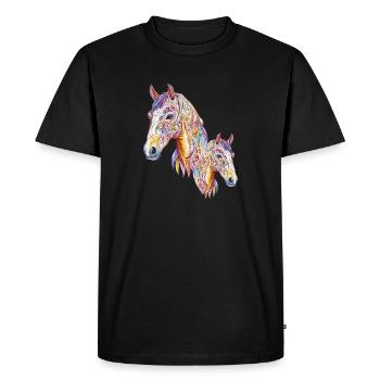 Cheval Fleurs Tatouage Cheval Art Équitation Cavalier - T-shirt Premium bio Homme - noir - Devant - Nico (187cm)