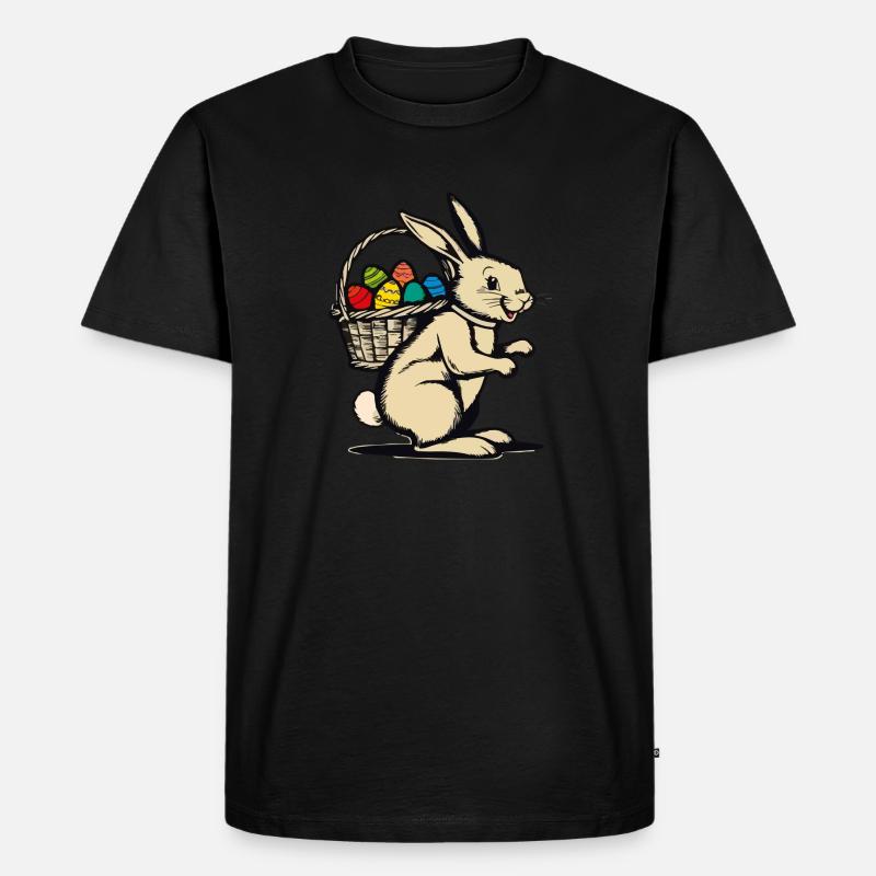 Retro Easter Bunny - Männer Premium Bio T-Shirt - Schwarz