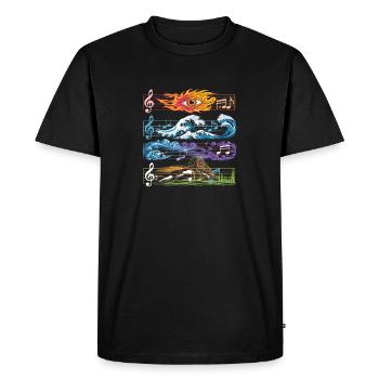 Feu, Eau, Terre, Air, Musique, Éléments - T-shirt Premium bio Homme - noir - Devant - Nico (187cm)