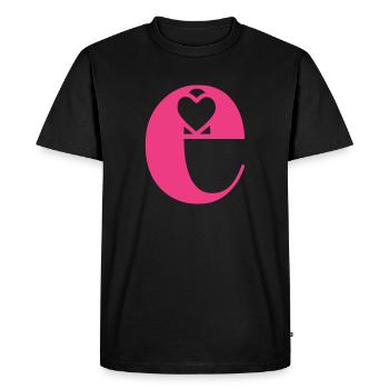 Letter e Initial Letter with Heart - Men's Premium Organic T-Shirt - black - Front - Nico (187cm)