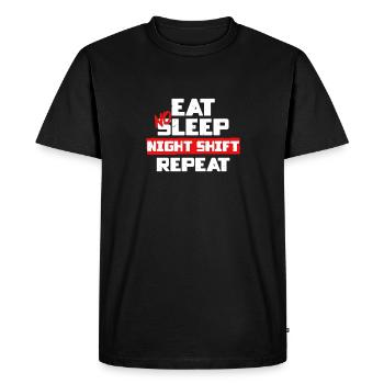 Dock Worker Eat No Sleep Night Shift Repeat - Men's Premium Organic T-Shirt - black - Front - Nico (187cm)