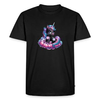 Licorne magique sur des nuages avec des motifs de cœur pour - T-shirt Premium bio Homme - noir - Devant - Nico (187cm)