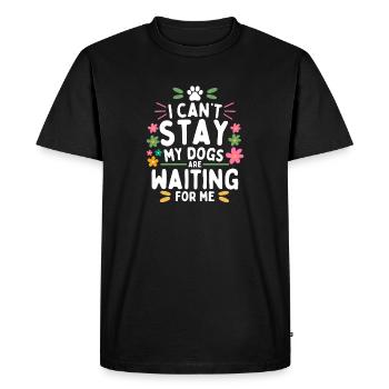 Je ne peux pas rester, mes chiens m’attendent - T-shirt Premium bio Homme - noir - Devant - Nico (187cm)