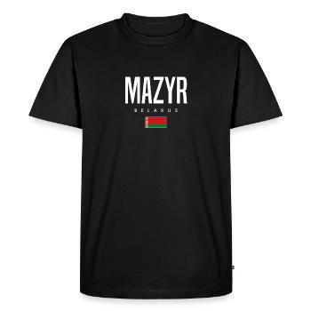 Mazyr, Belarus, Belarus - Men's Premium Organic T-Shirt - black - Front - Nico (187cm)