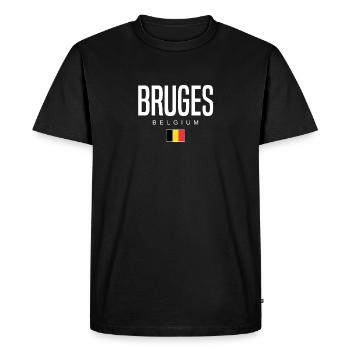 Bruges, Belgique - T-shirt Premium bio Homme - noir - Devant - Nico (187cm)