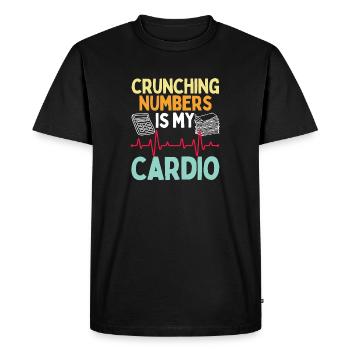 Faire des chiffres, c’est mon cardio - T-shirt Premium bio Homme - noir - Devant - Nico (187cm)
