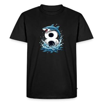 Anniversaire des enfants requins Huitième anniversaire - T-shirt Premium bio Homme - noir - Devant - Nico (187cm)