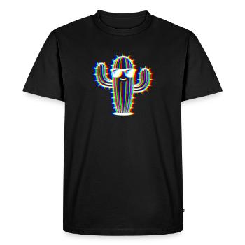Cactus Glitch – Style Fête & Fun - T-shirt Premium bio Homme - noir - Devant - Nico (187cm)