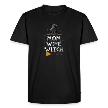 Maman Femme Sorcière Halloween - T-shirt Premium bio Homme - noir - Devant - Nico (187cm)