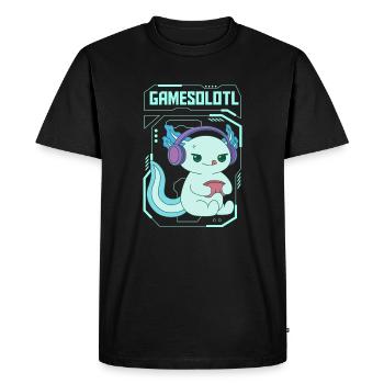 Gamesolotl Pun Design for Axolotl Lovers - Men's Premium Organic T-Shirt - black - Front - Nico (187cm)