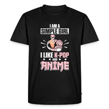 Je suis une fille simple J’aime la K-Pop et l’Anime - T-shirt Premium bio Homme - noir - Devant - Nico (187cm)