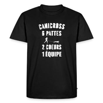 Canicross 6 pattes 2 coeurs 1 équipe t-shirt - T-shirt Premium bio Homme - noir - Devant - Nico (187cm)