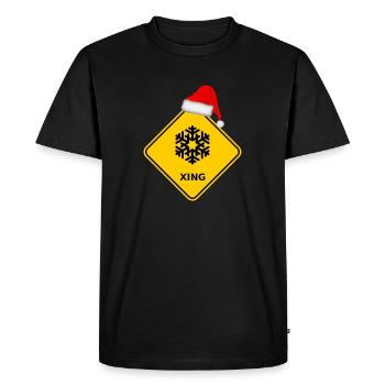 "Flocons de neige" avec bonnet de Noel - T-shirt Premium bio Homme - noir - Devant - Nico (187cm)